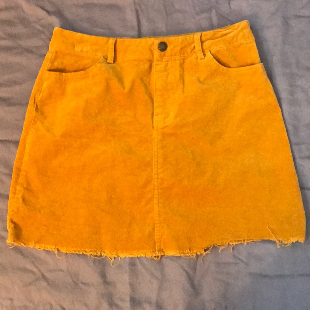 Dark Mustard Yellow Suede Skirt